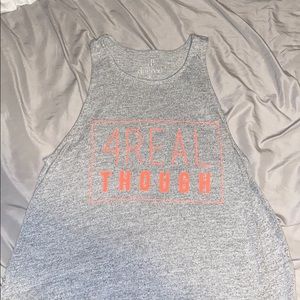 grey and coral shirt